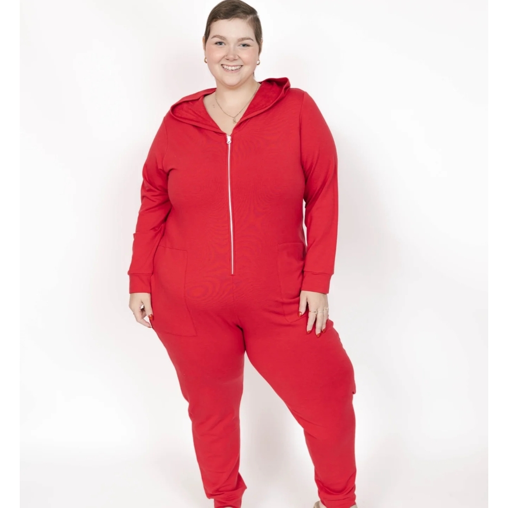 Red Hooded Jumpsuit